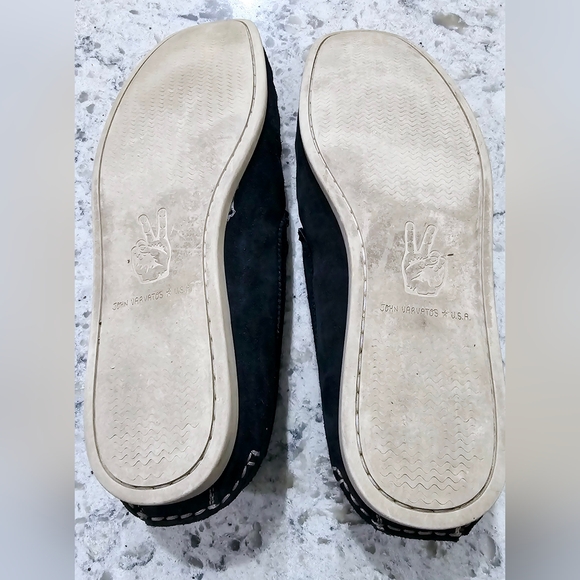 John Varvatos Men's Boat Loafers size 12 Navy Suade Leather Horse bit Sole - Picture 3 of 7